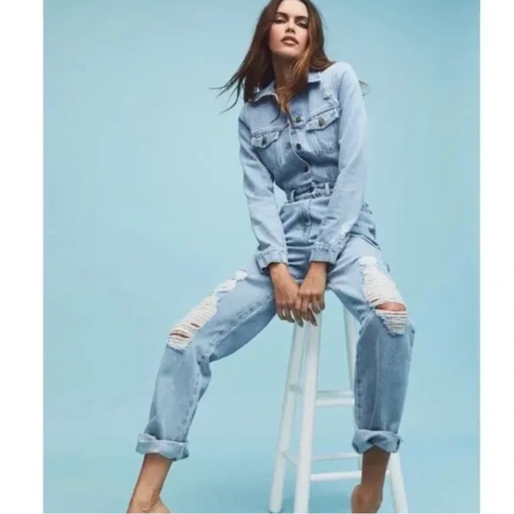 Retrofete Women's Cora Denim Jumpsuit Light Laguna US S New With Tags